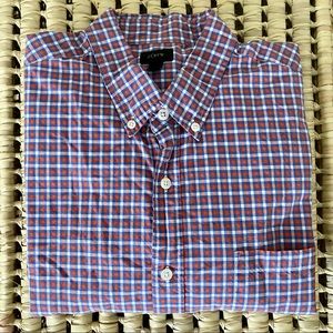 J. Crew Red White Blue Plaid Button Up Shirt Size L